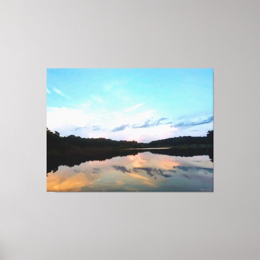 Rustig meer bij zonsondergang canvas afdruk (Voorkant)