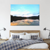 Rustig meer bij zonsondergang canvas afdruk (Insitu (Slaapkamer))