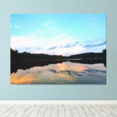Rustig meer bij zonsondergang canvas afdruk (Insitu (Houten vloer))
