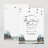 Rustig meer en bos aquarel uitnodiging (Voorkant / Achterkant)