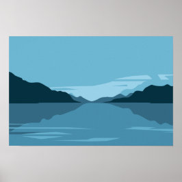 Rustig meer met berglandschap - Minimalistisch Poster