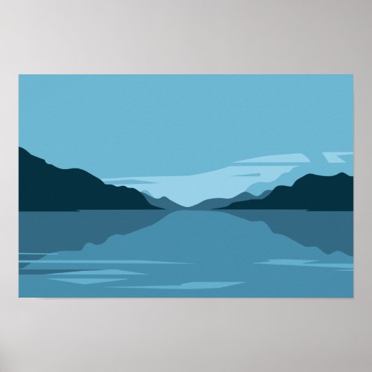 Rustig meer met berglandschap - Minimalistisch Poster (Voorkant)