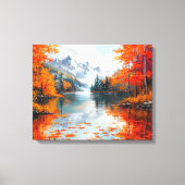 Rustig meer omgeven door herfstbomen canvas afdruk (Voorkant)