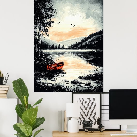  rustig meer - serene Natuur ontsnapping Poster (Thuiskantoor)