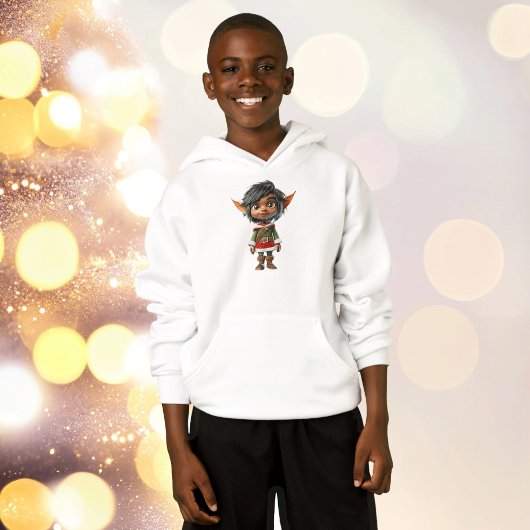 Rustig meisje Kerst Elf Boy's Hoodie