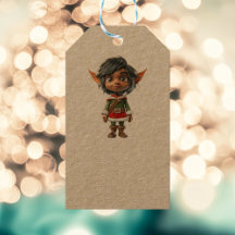 Rustig Meisje Kerst Elf Kraft Gift Labels