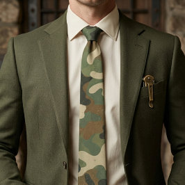 Rustig Militair Camouflagepatroon Stropdas