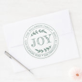 Rustig Moderne Kerstvreugde Retouradres Groen Ronde Sticker (Envelop)