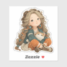 Rustig Moment Meisje & Kat – Premium Kunststicker