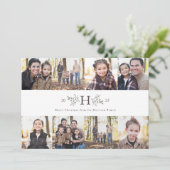 Rustig monogram 8 foto collage kerstkaart (Staand voorkant)