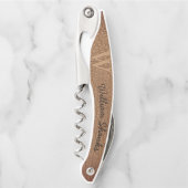Rustig monogram bruin leer chic zwart schrift kurkentrekker (Voorkant)
