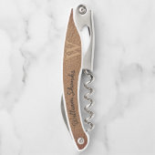 Rustig monogram bruin leer chic zwart schrift kurkentrekker (Achterkant)