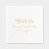 Rustig monogram eenvoudig elegante naam bruiloft folie servetten (Voorkant)