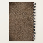 Rustig monogram gouden script naam leer notitieboek (Achterkant)