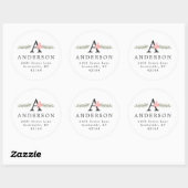 Rustig Monogram | Kerst Retouradres Ronde Sticker (Vel)