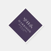 Rustig monogram pruim paarse herfst winter bruilof servet (Hoek)