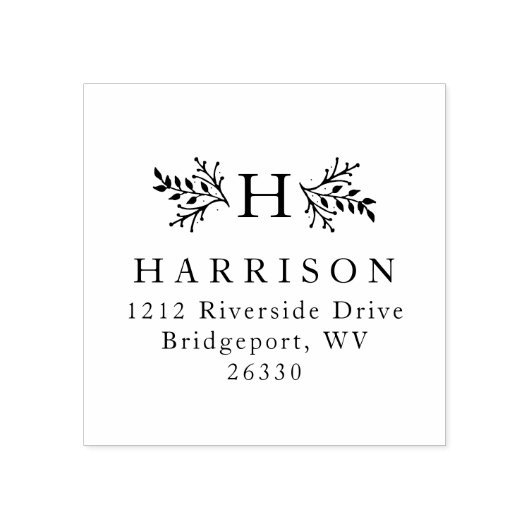 Rustig monogram retouradres rubberstempel (Afrduk)