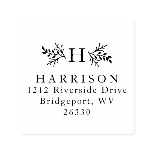 Rustig monogram retouradres  zelfinktende stempel (Design)