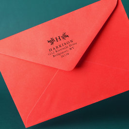 Rustig monogram retouradres  zelfinktende stempel