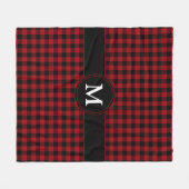 Rustig Monogram Rood En Zwart Geruit Patroon Fleece Deken (Voorkant (Horizontaal))