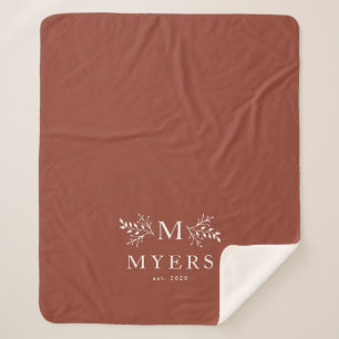 Rustig monogram terracotta familie gepersonaliseer sherpa deken
