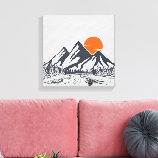 Rustig Mountain Sunset Canvas Afdruk (Insitu (Woonkamer))