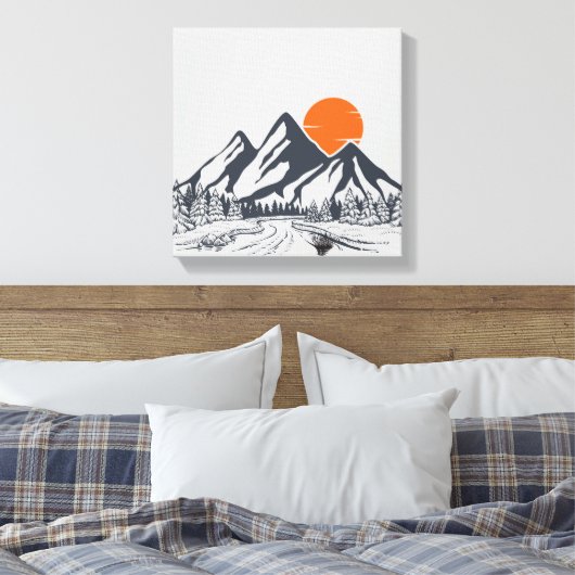Rustig Mountain Sunset Canvas Afdruk (Insitu (Slaapkamer))