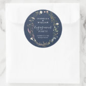 Rustig Navy Blau Boho Wilde Bloem Verlovingsfeest Ronde Sticker (Tas)