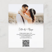 Rustig Navy Blau Foto Budget Bruiloft QR Code Rsvp (Achterkant)