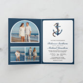 Rustig Navy Blauwe Anker Touw Foto QR Code Trouwen (Binnen)