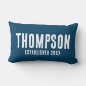 Rustig Navy Blauwe Jute Familienaam Huwelijksjaar Kussen (Achterkant)