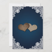 Rustig Navy Blauwe Jute Kant Zonnebloem Bruiloft Kaart (Achterkant)