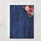 Rustig Navy en Burgundy Watercolor Bruidsdouche Kaart (Achterkant)