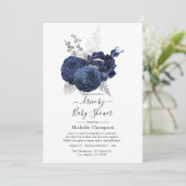 Rustig Navy & Nep Glitter Zilver Drive By Shower Kaart (Staand voorkant)