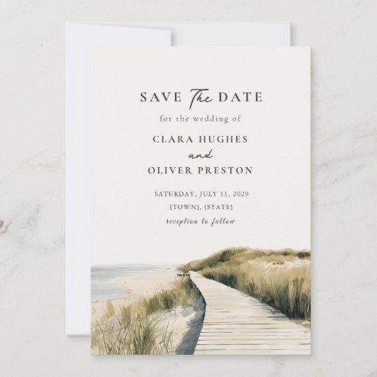 Rustig New England Bordeswand Cape Cod Bruiloft Save The Date (Voorkant)