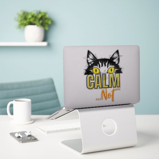 Rustig...niet. De vele stemmingen van de kat Sticker (Laptop op bureau)