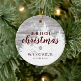 Rustig Ons Eerste Kerstmis Mijnheer en Mevrouw Fot Keramisch Ornament