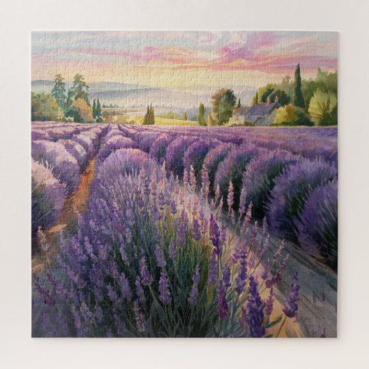 Rustig ontspannen lavendellandschap legpuzzel (Verticaal)