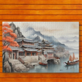 Rustig Oosters vissersdorp scène Legpuzzel