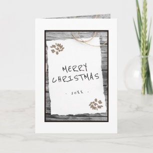 Rustig Oud Papier Prettig Kerst Script Feestelijke Feestdagen Kaart