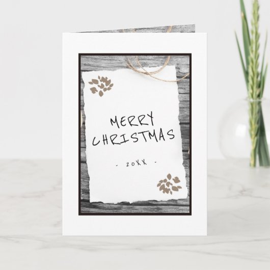 Rustig Oud Papier Prettig Kerst Script Feestelijke Feestdagen Kaart (Voorkant)