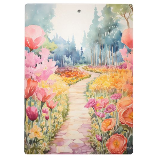 Rustig pad door bloembos klembord (Achterkant)