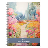 Rustig pad door bloembos notitieboek (Voorkant)