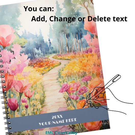 Rustig pad door bloembos notitieboek