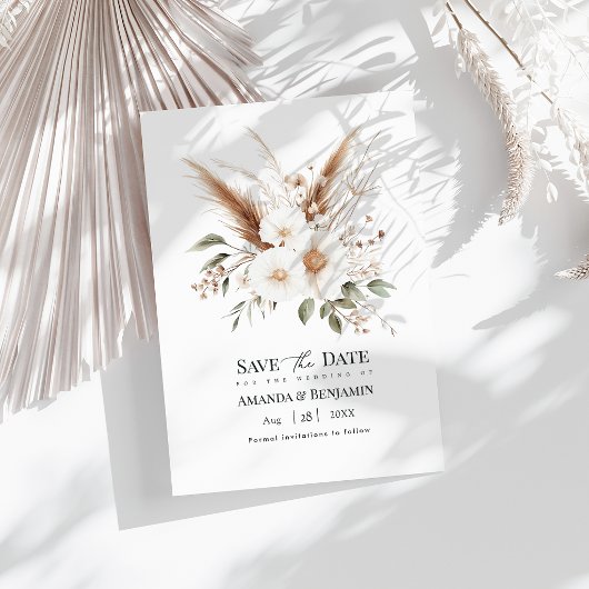 Rustig Pampagras Boho Boheem Huwelijk QR Code Save The Date