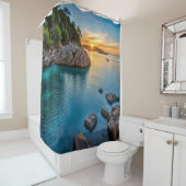 Rustig paradijselijk landschap douchegordijn (In situ)