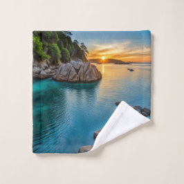 Rustig paradijselijk landschap washandje