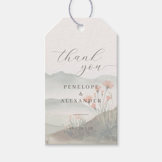 Rustig Pastel Watercolor Landschap Cadeaulabel (Voorkant)