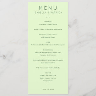 Rustig Pastelgroen Minimalistisch Trouwmenu Menu