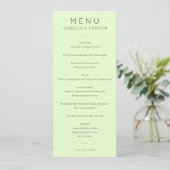 Rustig Pastelgroen Minimalistisch Trouwmenu Menu (Staand voorkant)